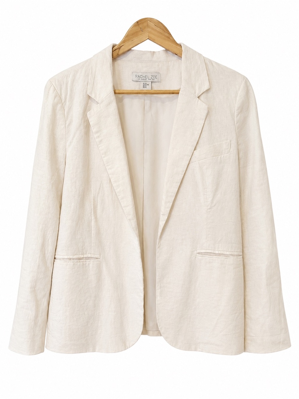 Rachel Zoe Ivory Linen Blend Blazer XL | Quiet Luxury Coastal Minimalist